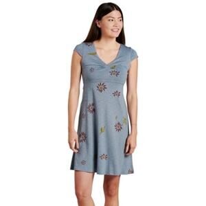 Toad&Co Rosemarie Blue with Flowers Lightweight Tencel and Cotton Dress EUC
